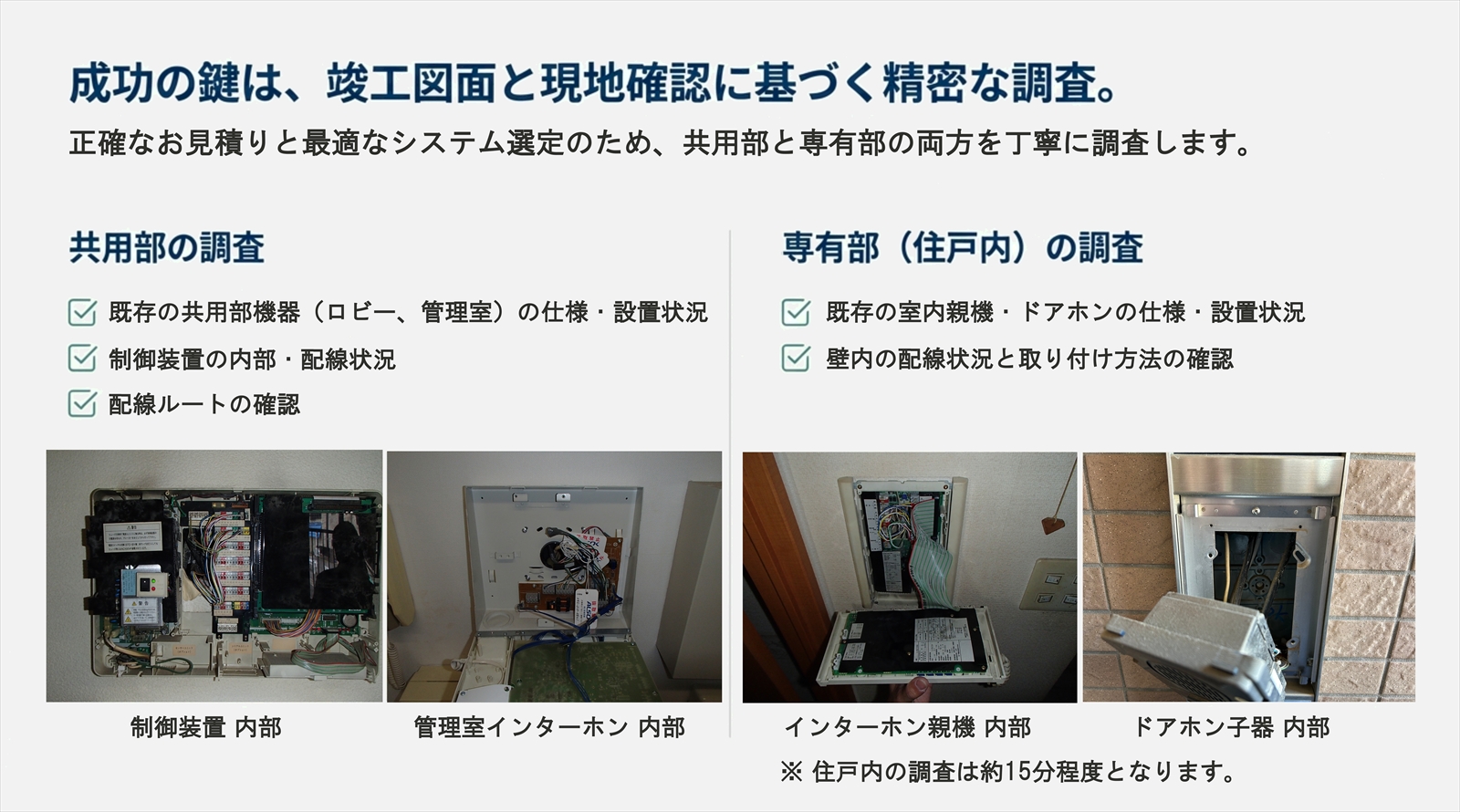 インターホンリニューアルに伴う現場調査について